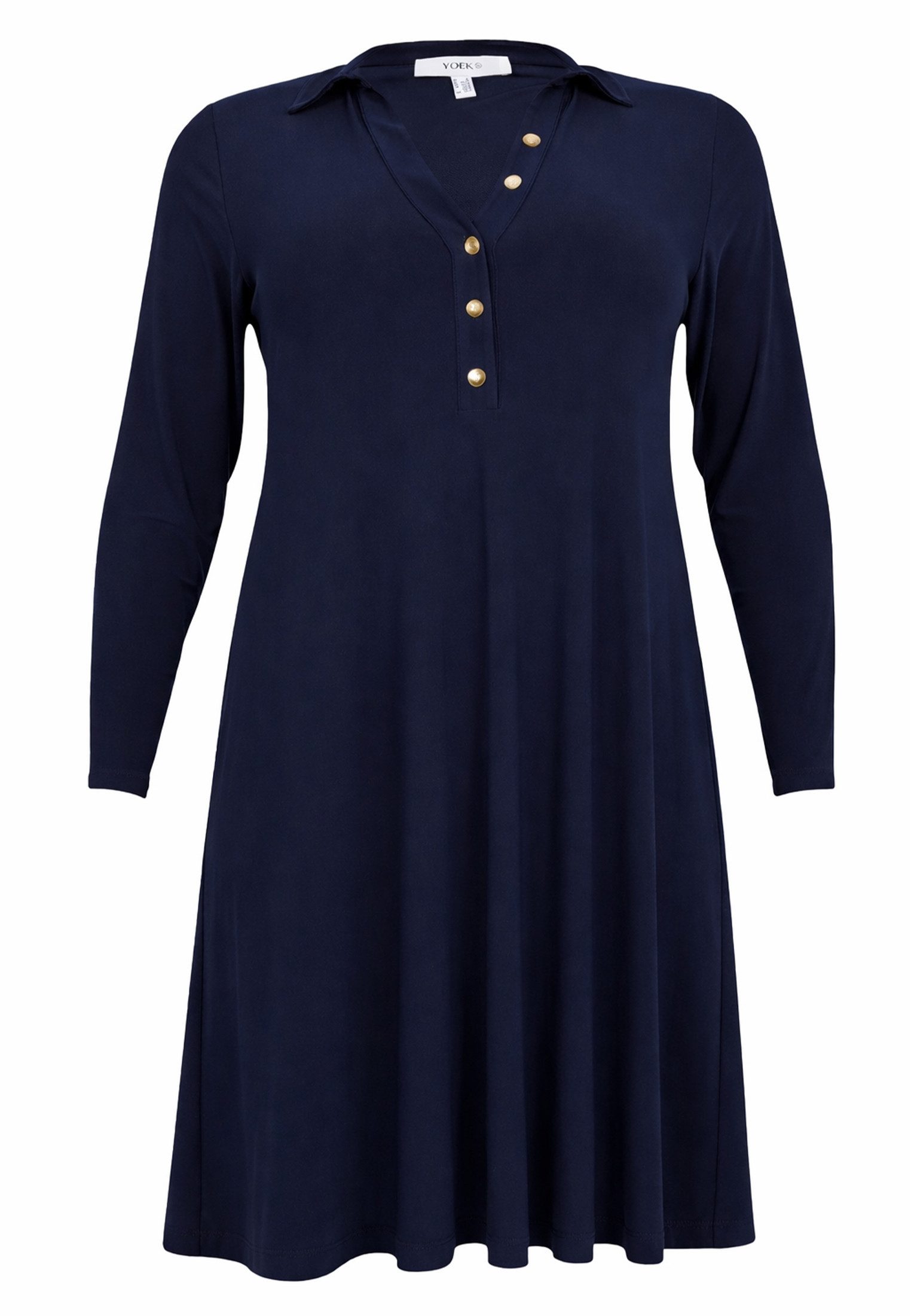YOEK Midikleid Damen Kleid mit Knöpfen mit langen Ärmeln