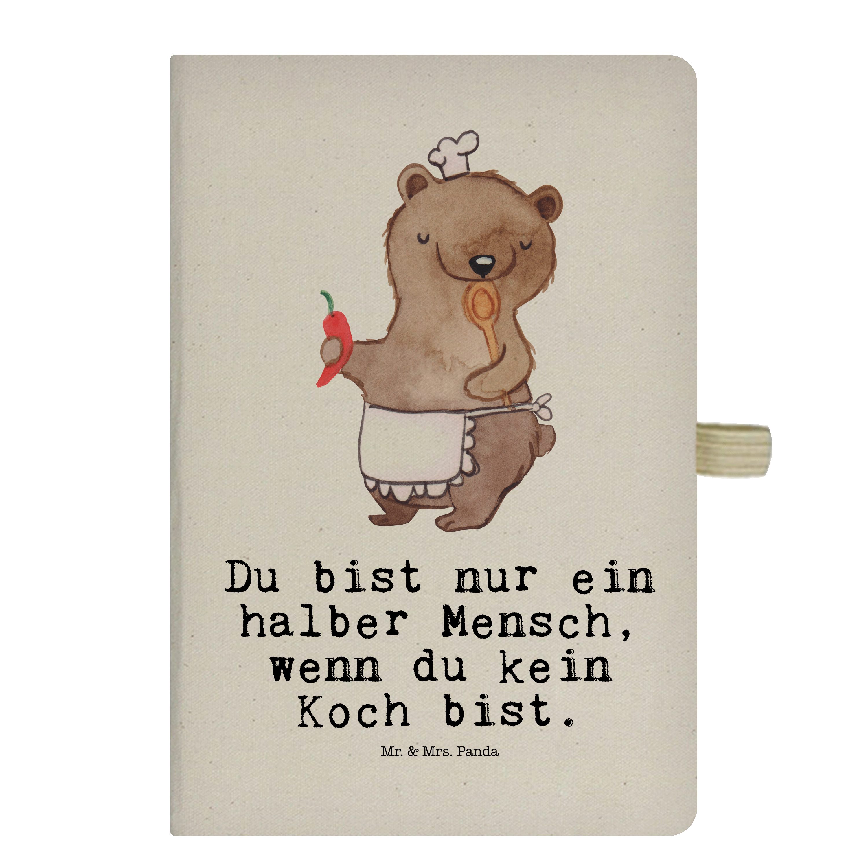 Mr. & Mrs. Panda Notizbuch Koch mit Herz - Transparent - Geschenk, Notizen, Adressbuch, Chefkoch Mr. & Mrs. Panda