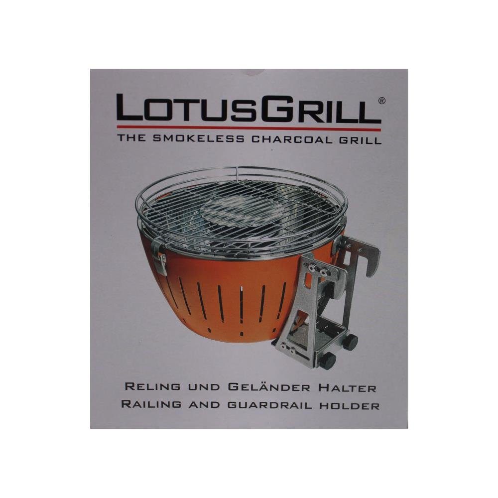für LotusGrill Trägerpfostenhalter LotusGrill Grillpfanne Halter Modelle: Reling Geländer und