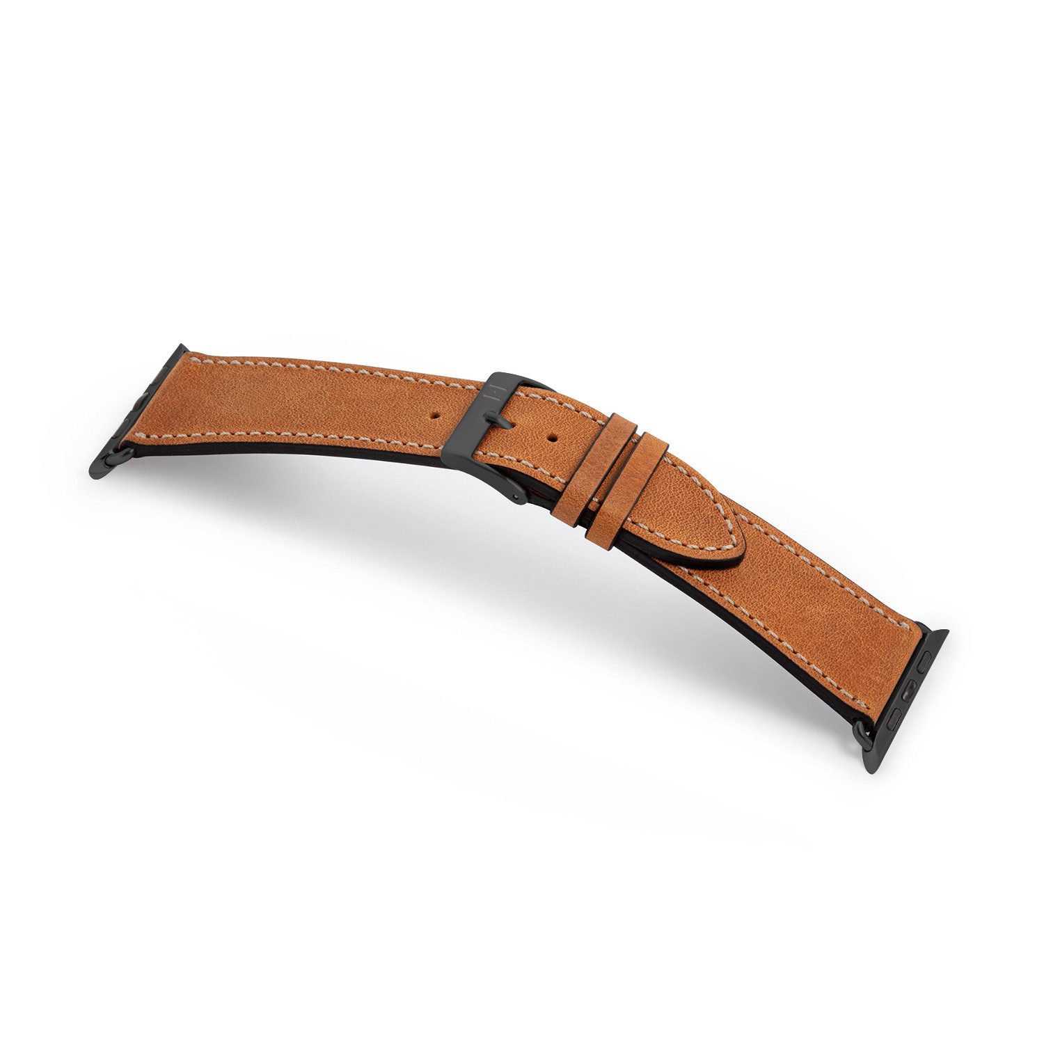 Selva Technik Uhrenarmband Lederarmband HOHELUFT, kompatibel mit Apple Watch 1-9, SE, Cognac