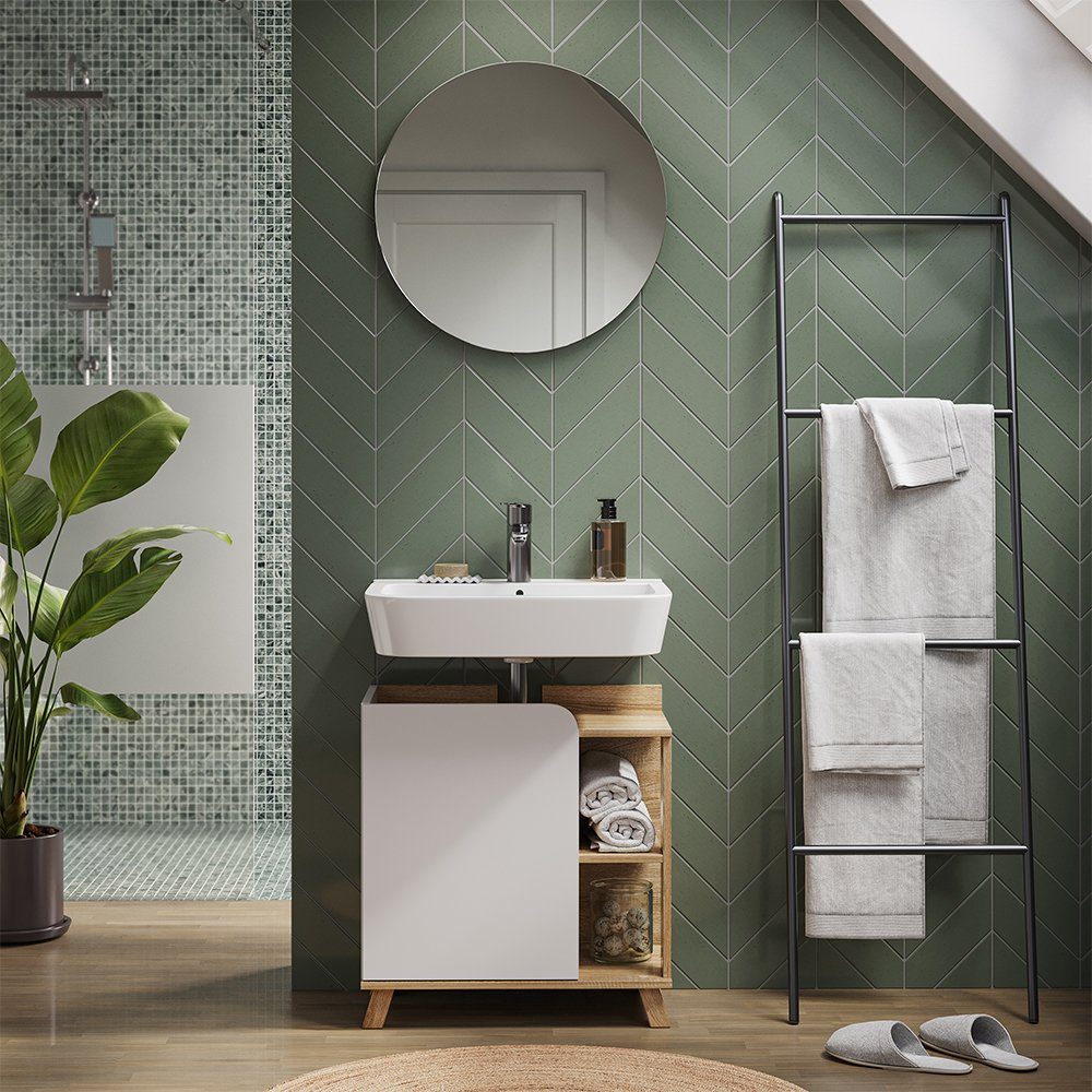 Vicco Badspiegel Karen, Weiß/Weiß, 60 x 60 cm Rund