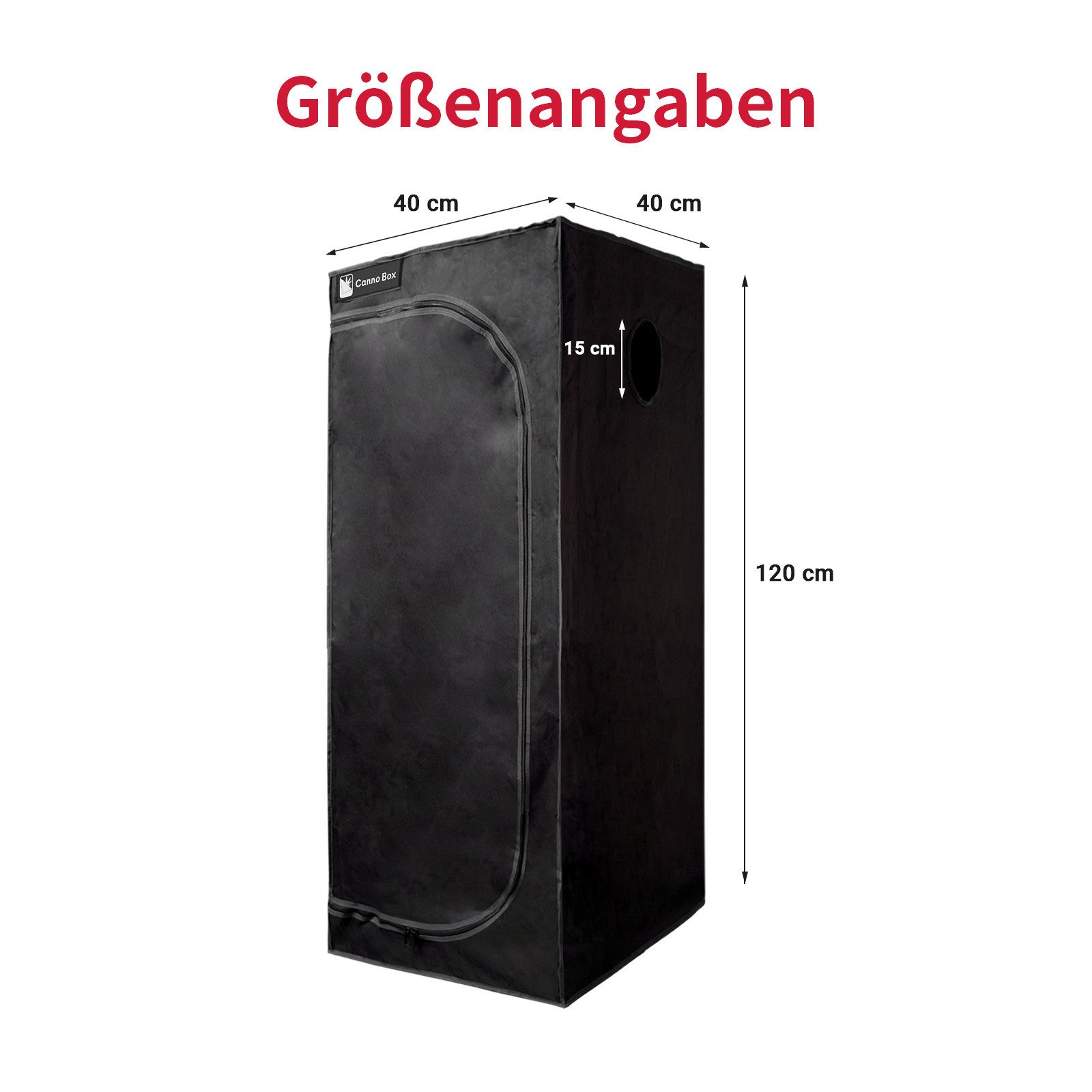 CannoBox Gewächshaus Canno Box Gewächshaus Growzelt-1680D Oxford-Gewebe Growbox Anbauset, BxTxH: 40 x 40 x 120 cm, 1680D Oxford,Reflexionsgrad:95 %,2 Sichtfenst – Bild 4 von 5