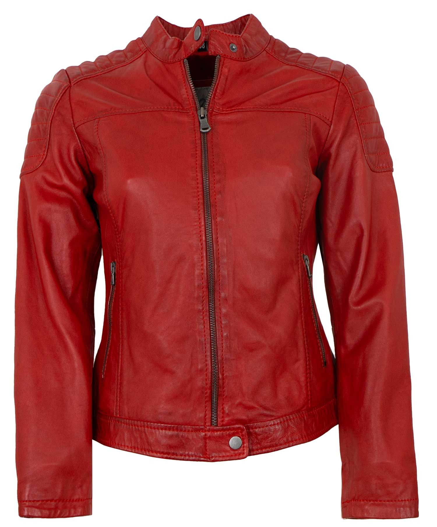 7eleven Lederjacke Tally 7eleven - Damen Lederjacke Lammnappa rot