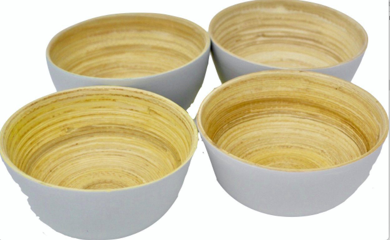 KeMar Kitchenware Snackschale (5-tlg), Holzleim Als 100% Bambus, mit natürlichen Tablett, Delfin verwenden Snackschale wir Kaseinleim. Grau zu