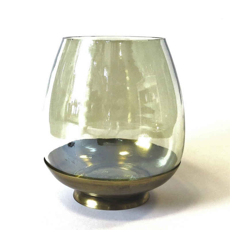 colmore Windlicht Windlicht Retro Stil Goldfarben Glas Metall Rund 18 cm