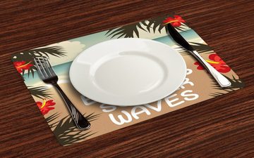 Platzset, Waschbare Stoff Esszimmer Küche Tischdekorations Digitaldruck, Abakuhaus, (4-teilig, 4 Teilig-St., Set aus 4x), Elefant Endless Summer Waves Beach