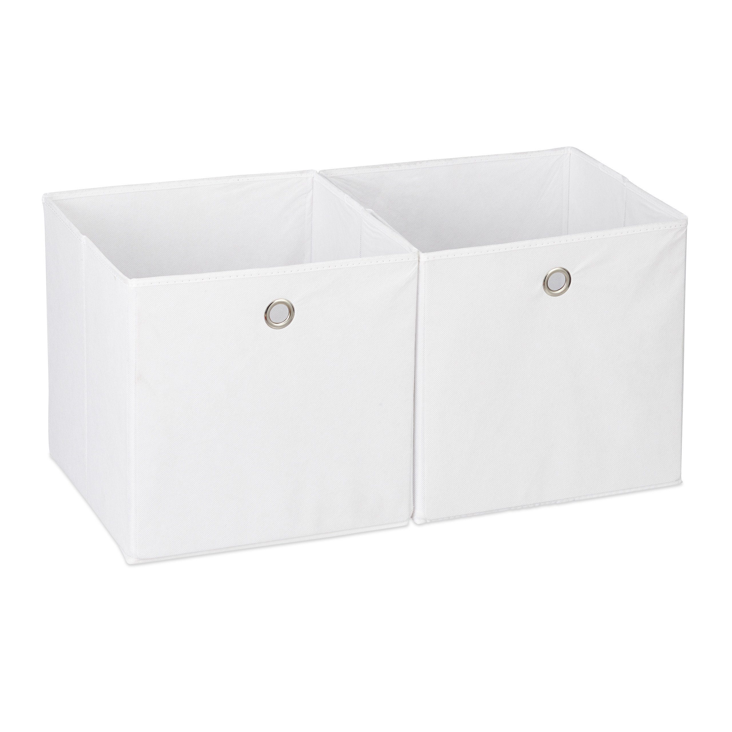 relaxdays Aufbewahrungsbox Stoff im 2er Set (2 St), weiß