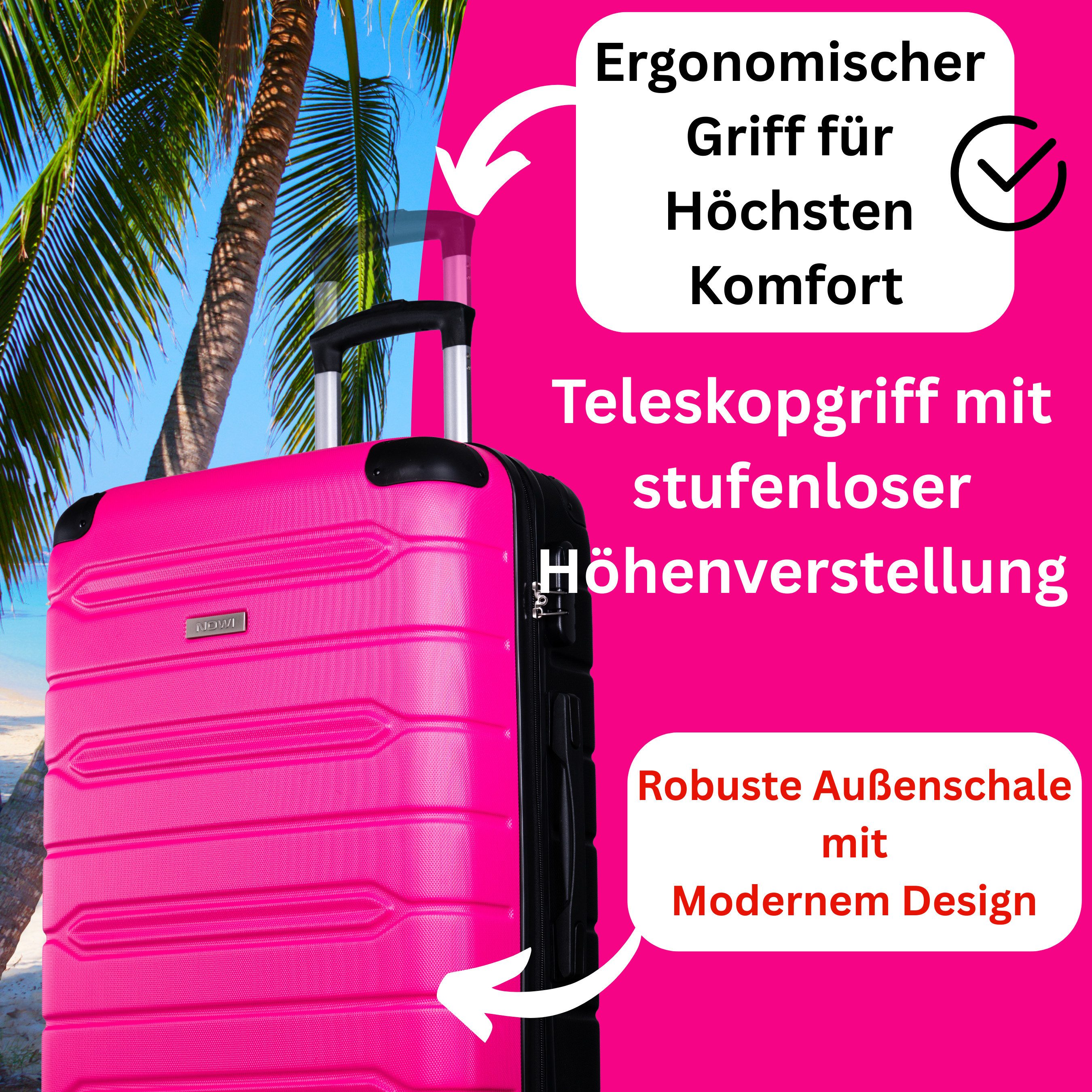 NOWI Hartschalen-Trolley Koffer Hartschalenkoffer mit Zahlenschloss & 8 Rollen Trolley, Zahlenschloss