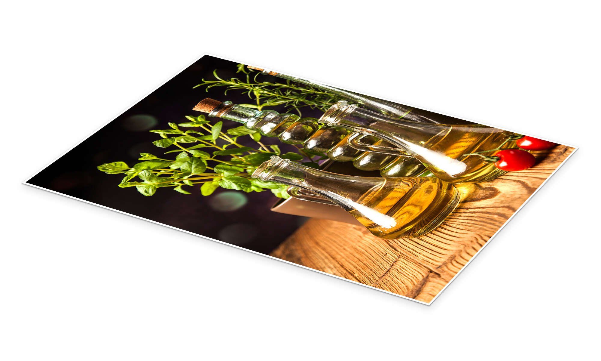 Posterlounge Poster Editors Choice, Olivenöl in Flaschen, Küche Fotografie günstig online kaufen