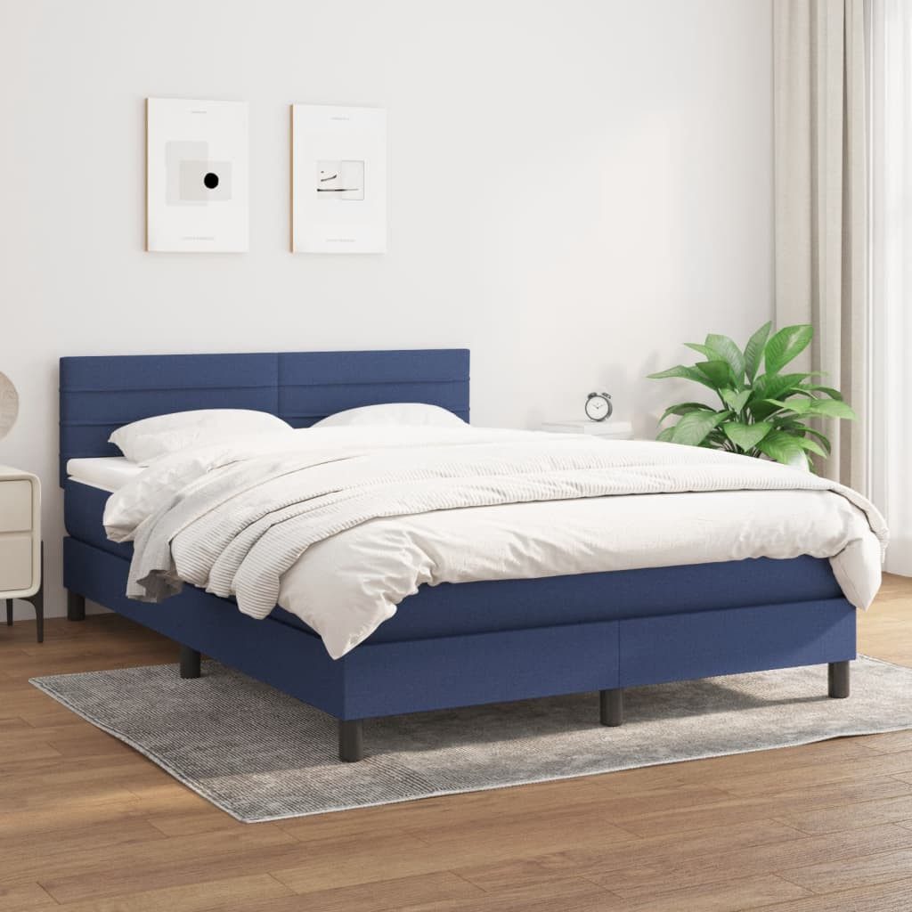 vidaXL Boxspringbett Boxspringbett mit Matratze Blau 140x200 cm Stoff Bett günstig online kaufen