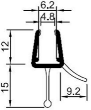 Kristhal Dusch- & Baddesign Duschdichtung Streiflippendichtung mit Abtropfleiste und Verstärkung unten, L: 100 cm, Ersatz Dichtung für Duschtür oder Duschabtrennung aus 6 oder 8 mm Glas