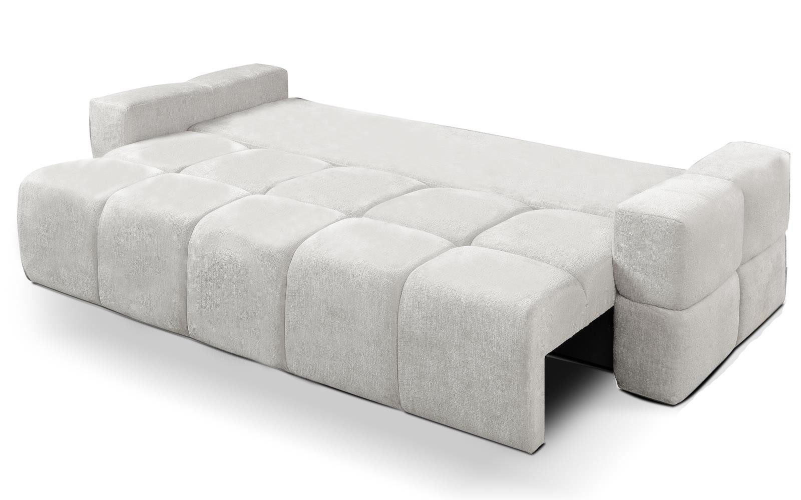 Compleo Schlafsofa Boucle Stoff, Designersofa, Wolkensofa bubble WOLKS, Abgerundete Formen, Schlaffunktion mit Bettkasten