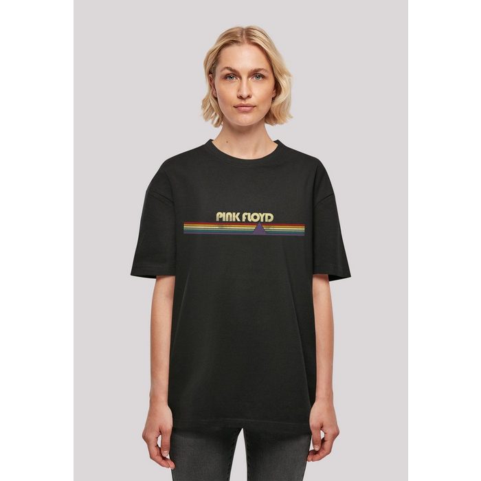 F4NT4STIC T-Shirt Pink Floyd Music Rock Band Prism Retro Stripes.
