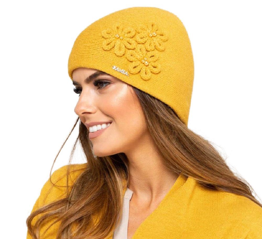 Winter Mütze Damen Kopfbedeckung Herbst Honiggelb Kamea Corato Strickmütze
