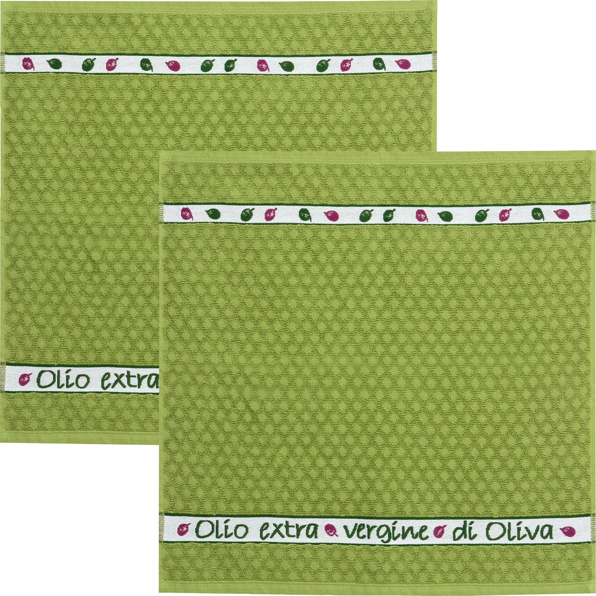 Kracht Geschirrtuch Frottier-Geschirrtuch "Olio extra" 2er-Pack, Baumwolle günstig online kaufen