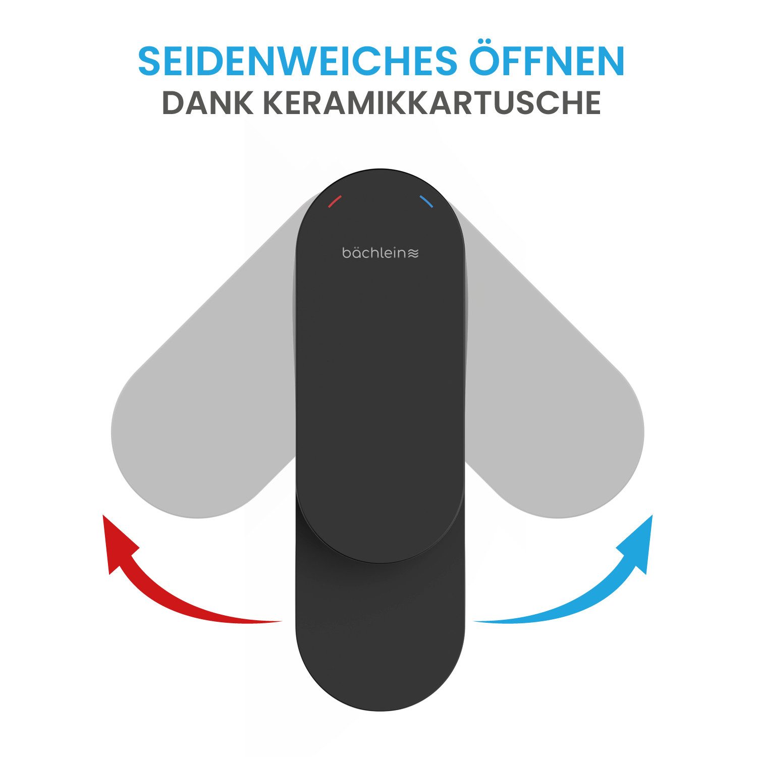 Bächlein Badarmatur Elegante Waschtischarmatur Keila (Stilvolle Badarmatur, Schwarz) Minimalistisches Design - Langlebiger Wasserhahn