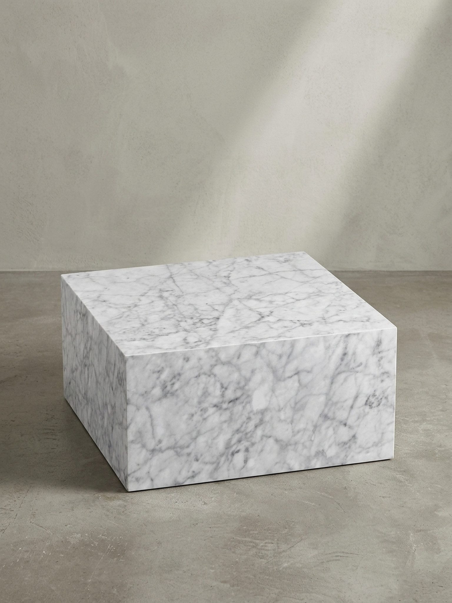 KADIMA DESIGN Couchtisch Couchtisch MONOBLOC 60x30x60 cm Hochglanz mit Marmor Optik Weiß (Lounge Beistelltisch Würfel Form), Design Wohnzimmertisch Cube Quadratisch