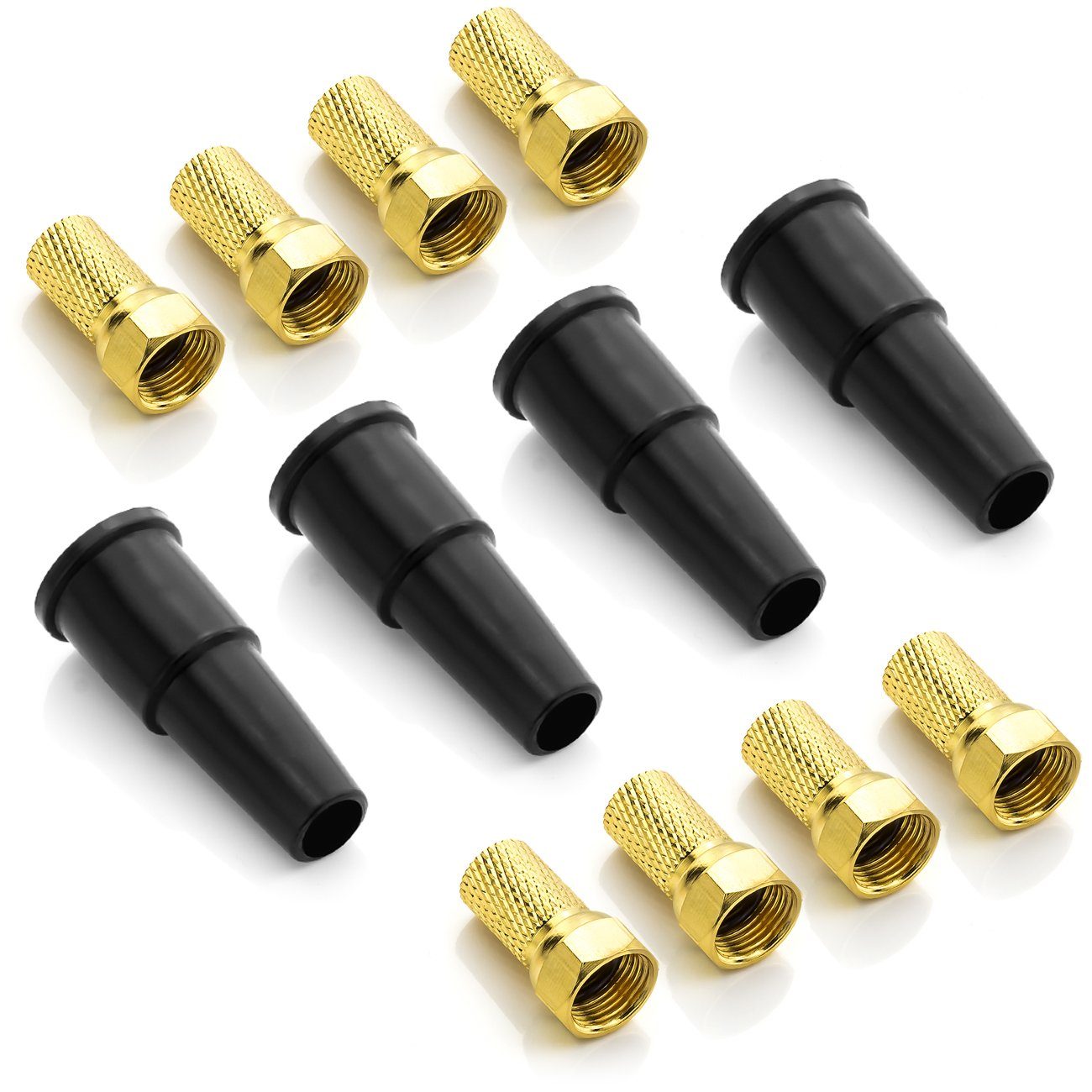 deleyCON SAT Montage Set 12teilig vergoldet schraubbar Gummidichtung TV-Adapter