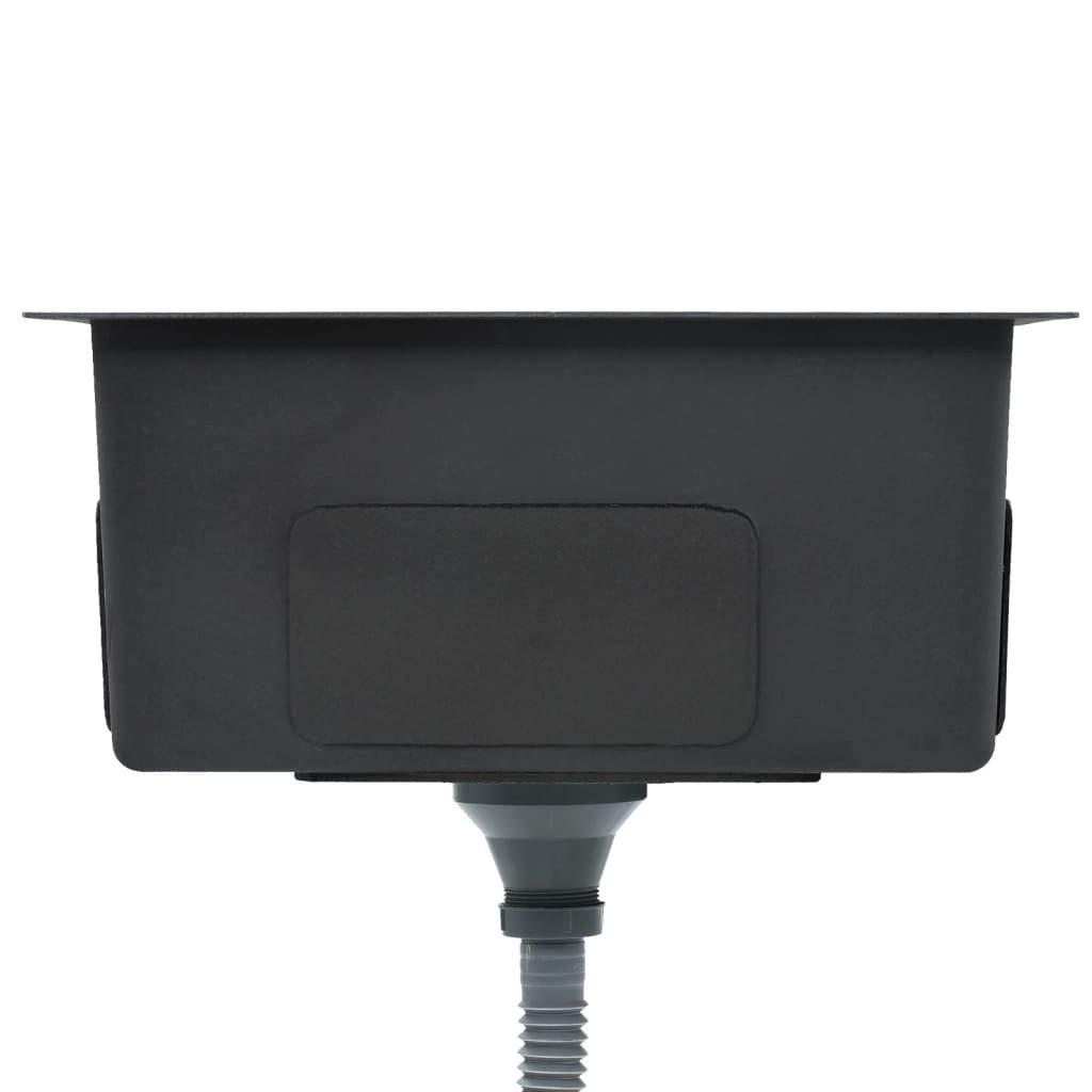 vidaXL Granitspüle Handgefertigte Küchenspüle Edelstahl, 29/44 cm – Bild 4 von 5