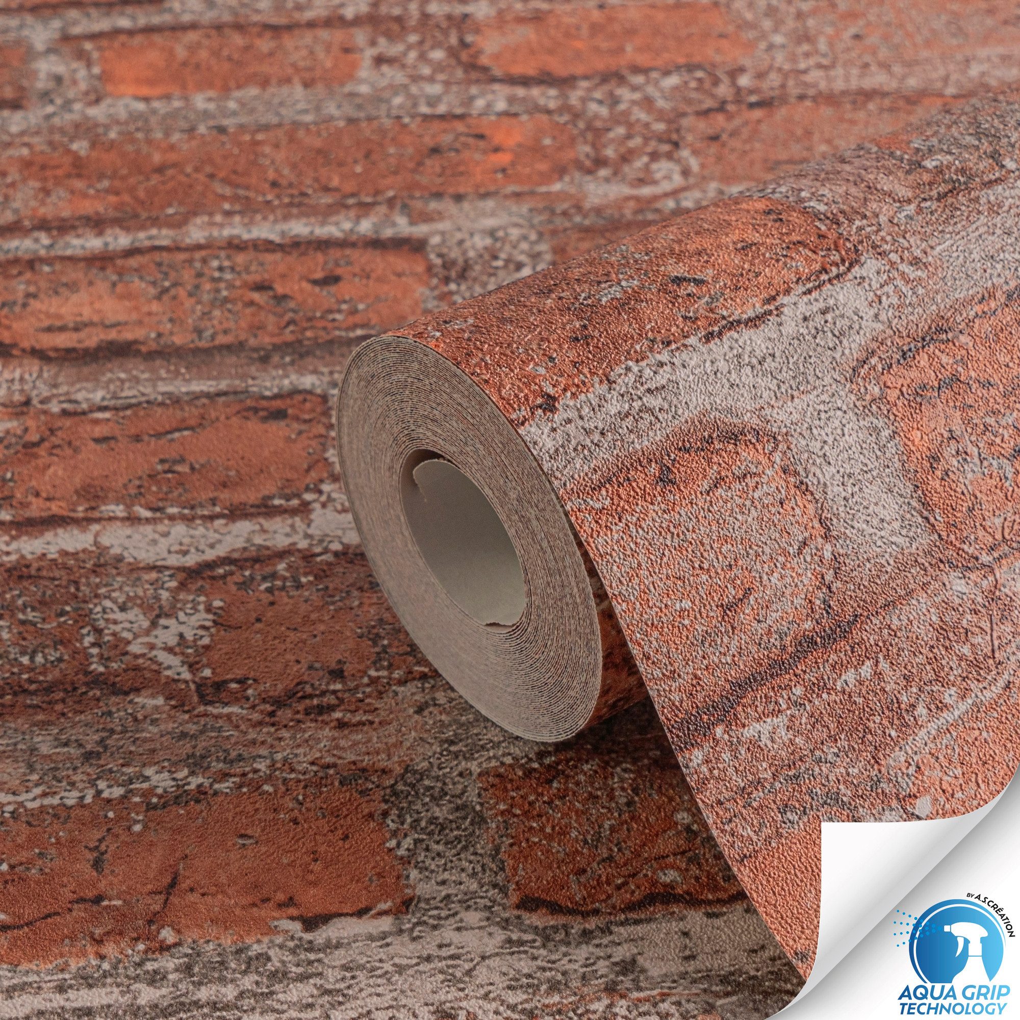 living walls Vliestapete DesignDrop vorgeleimte Tapete Stein Mustertapete Rot Braun, strukturiert, matt, (1 St), Vliestapete vorgekleistert 3D-Optik für Schlafzimmer Wohnzimmer Küche