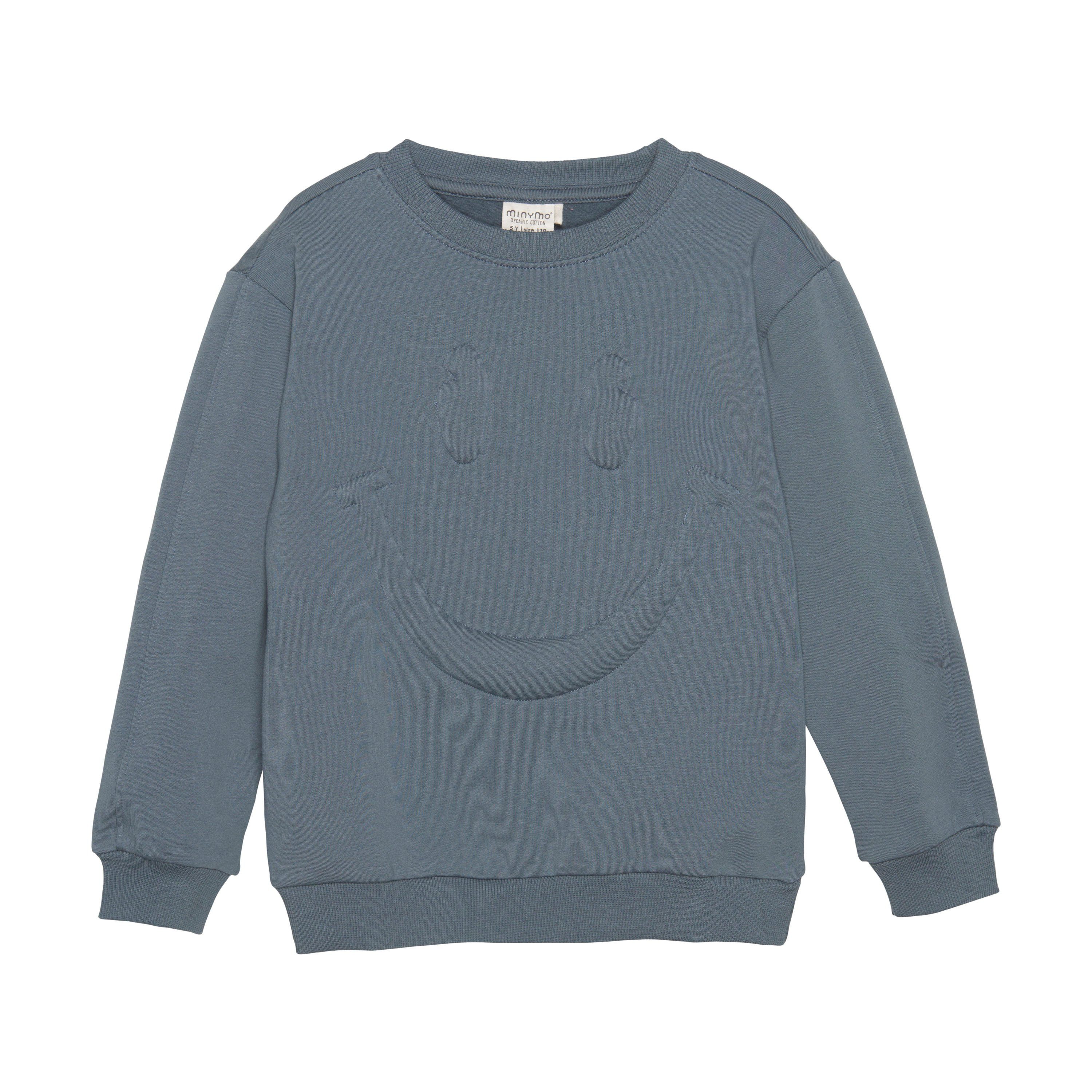 Minymo Rundhalspullover MISweatshirt LS - 133350 Sweater mit Smilie-Stickerei