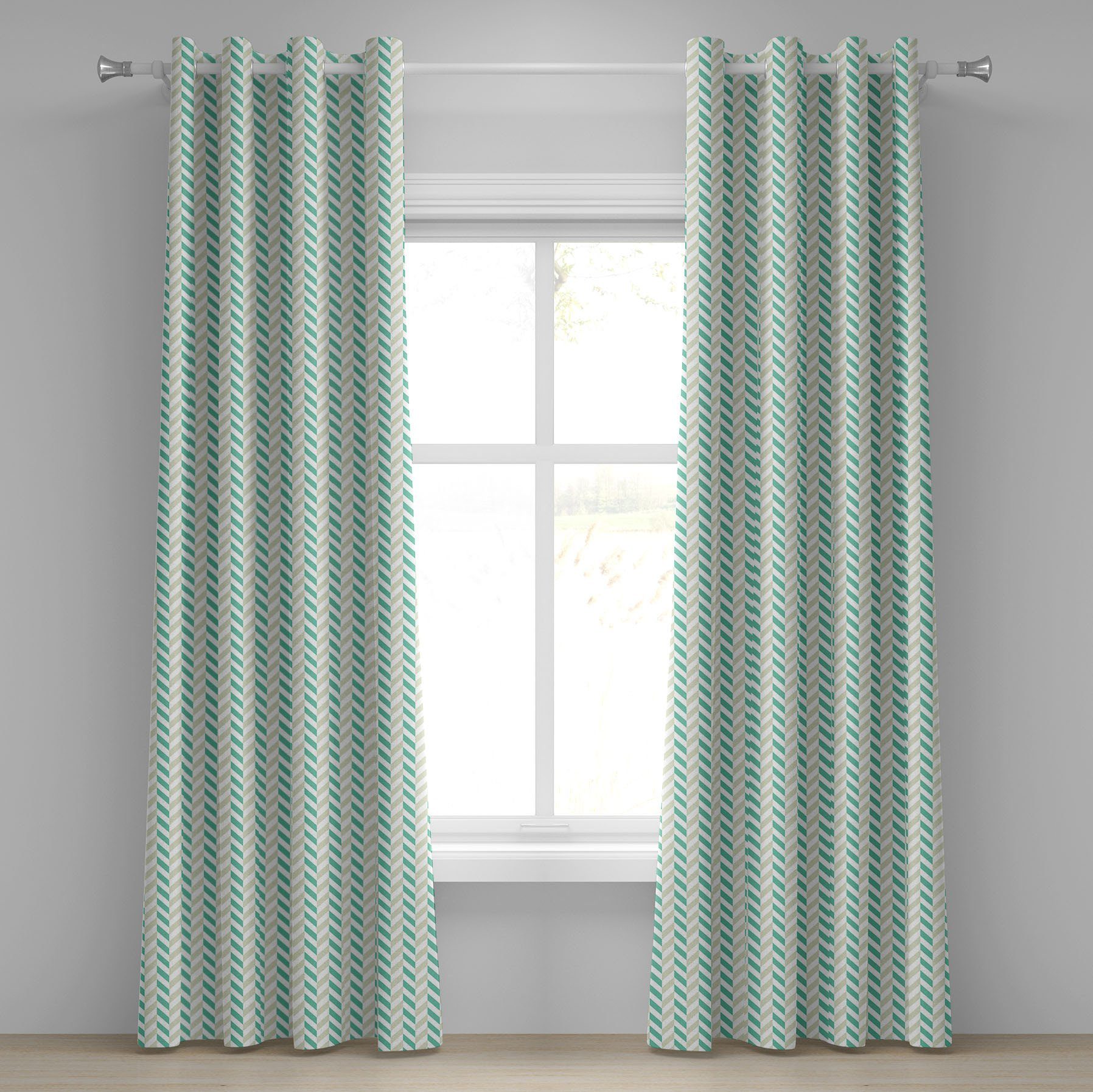Gardine Dekorative 2-Panel-Fenstervorhänge für Schlafzimmer Wohnzimmer, Abakuhaus, Winkel Herringbone Frühling