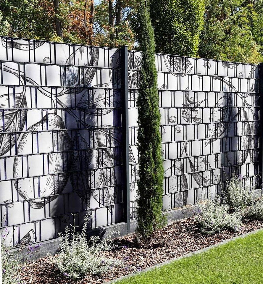 Thumbnail - MyMaxxi Sichtschutzstreifen Sichtschutzstreifen Zitronen Zeichnung Sichtschutz Garten Zaun