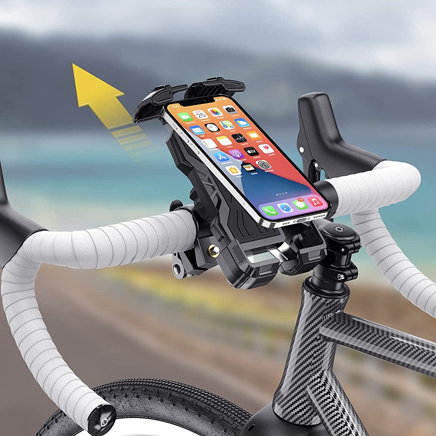 TUWENA Mobile Phone Holder for Motorcycle and Bicycle, 360° Rotation, Compatible with iPhone and Samsung Smartphones (up to 7 inches, for iPhone, Samsung, Huawei, and Xiaomi series phones, 360° Adjustable)