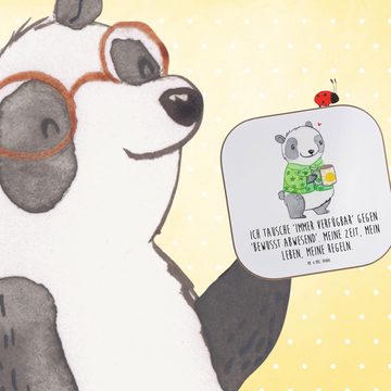 Mr. & Mrs. Panda Getränkeuntersetzer Panda Burnout - Weiß - Geschenk, Bierdeckel, Glasuntersetzer, Überlas, 1-tlg., Glänzende Oberfläche