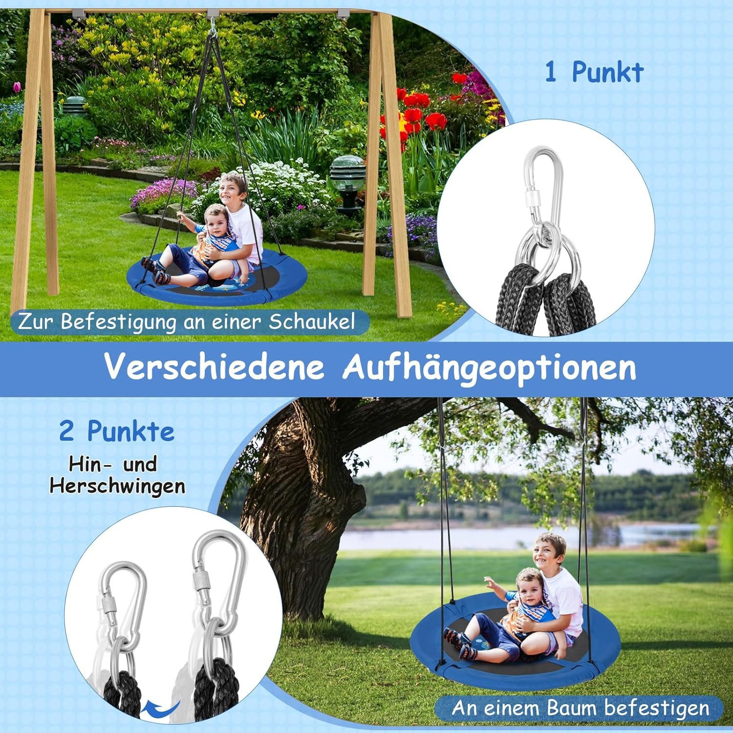 KOMFOTTEU Nestschaukel Ø102cm, 140-180cm höhenverstellbar, bis günstig online kaufen