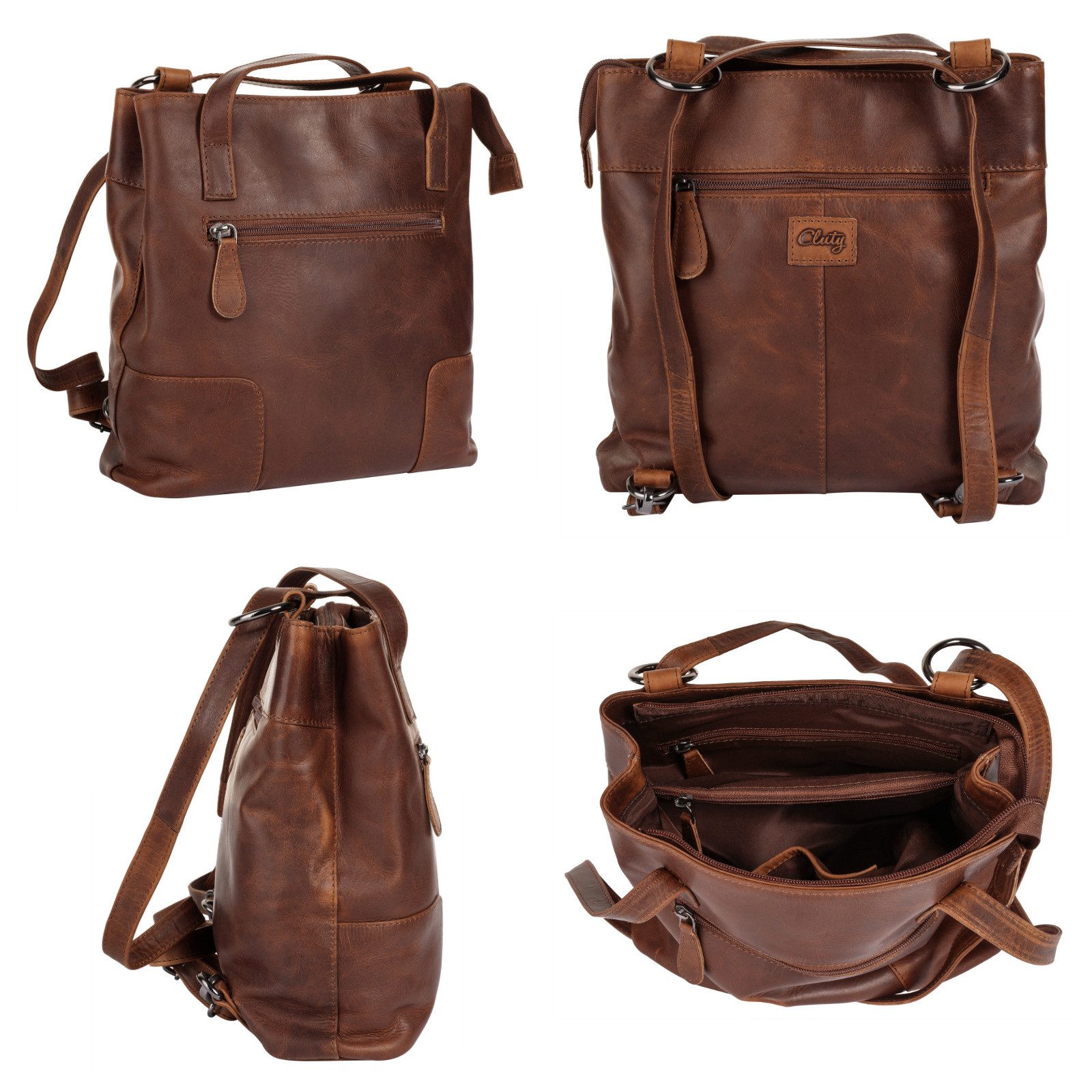 Cluty Cityrucksack, echt Leder günstig online kaufen