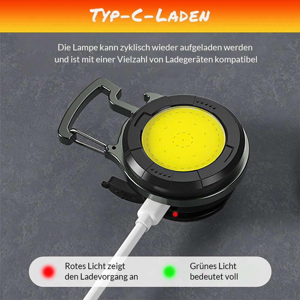 LED G66 Multi-Funktions-Kappenlampe, integriert, Starker Hut-Clip-Licht Arbeitslicht+Hutclip-Licht+Schlüsselanhänger-Licht, Schlüsselanhänger-Licht, Arbeitslicht fest Tageslichtweiß, MDHAND Magnet,