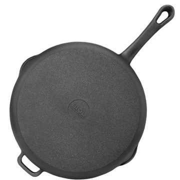 BIOL Grillpfanne 26 cm Grillpfanne Gusseisen Steakpfanne Bratpfanne, Gusseisen (Feuerpfanne Induktion), abnehmbarer Griff, Induktion