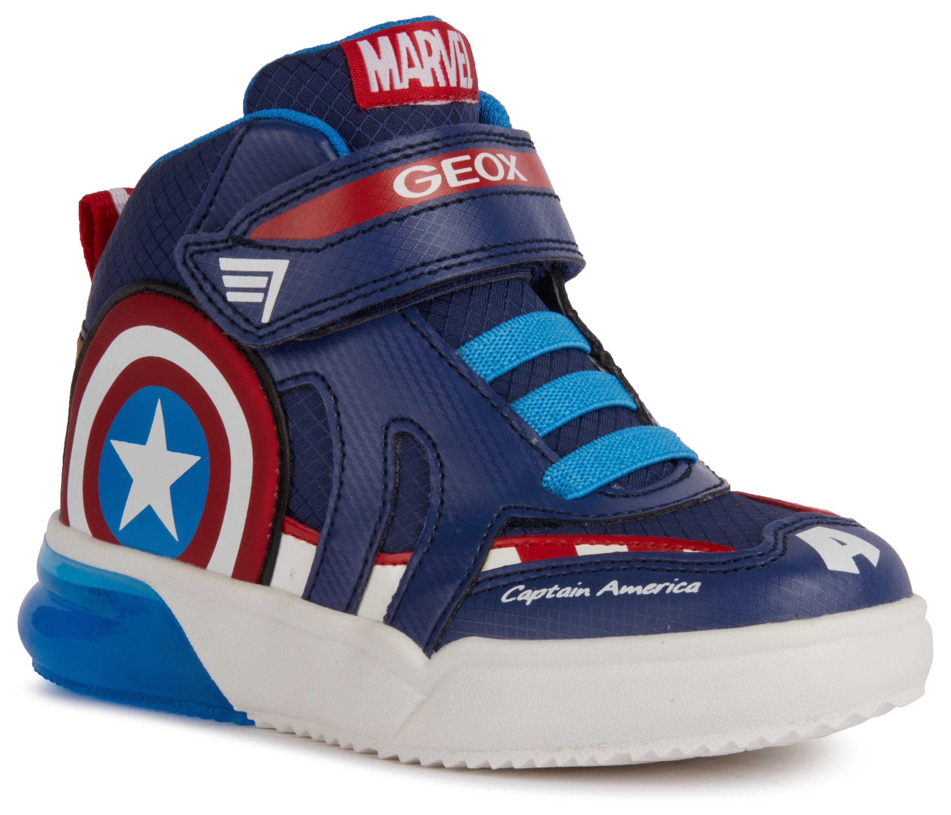 Geox Blinkschuh J GRAYJAY BOY Sneaker mit blinkender Laufsohle, Sneaker mit  Captain America Motiv
