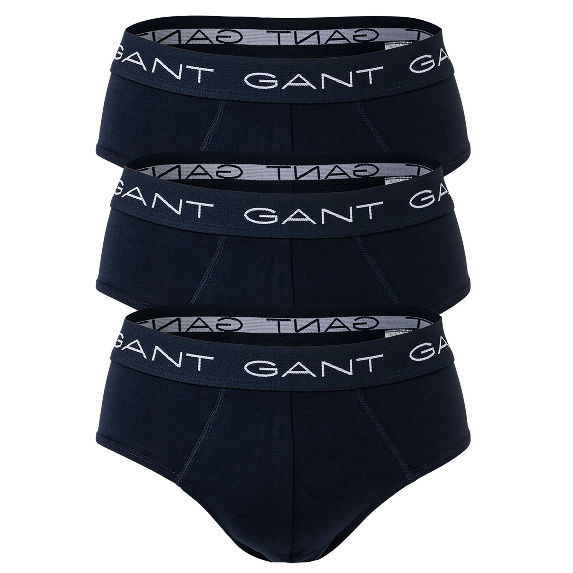 Gant Slip Herren Slips, 3er Pack - Briefs, Logo-Bund, Cotton Marine