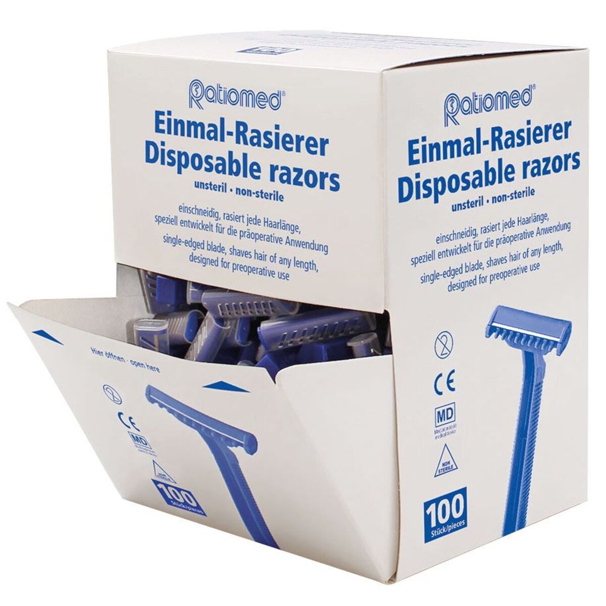 Ratiomed Einwegrasierer Hygienische und mit sehr scharfer Klinge, Spar-Set, 100-tlg., sichere Rasur, weniger Hautirritationen