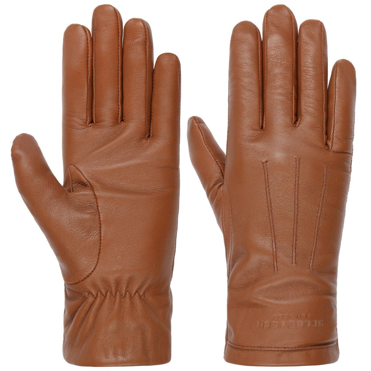 Seeberger Lederhandschuhe Handschuhe mit Futter cognac