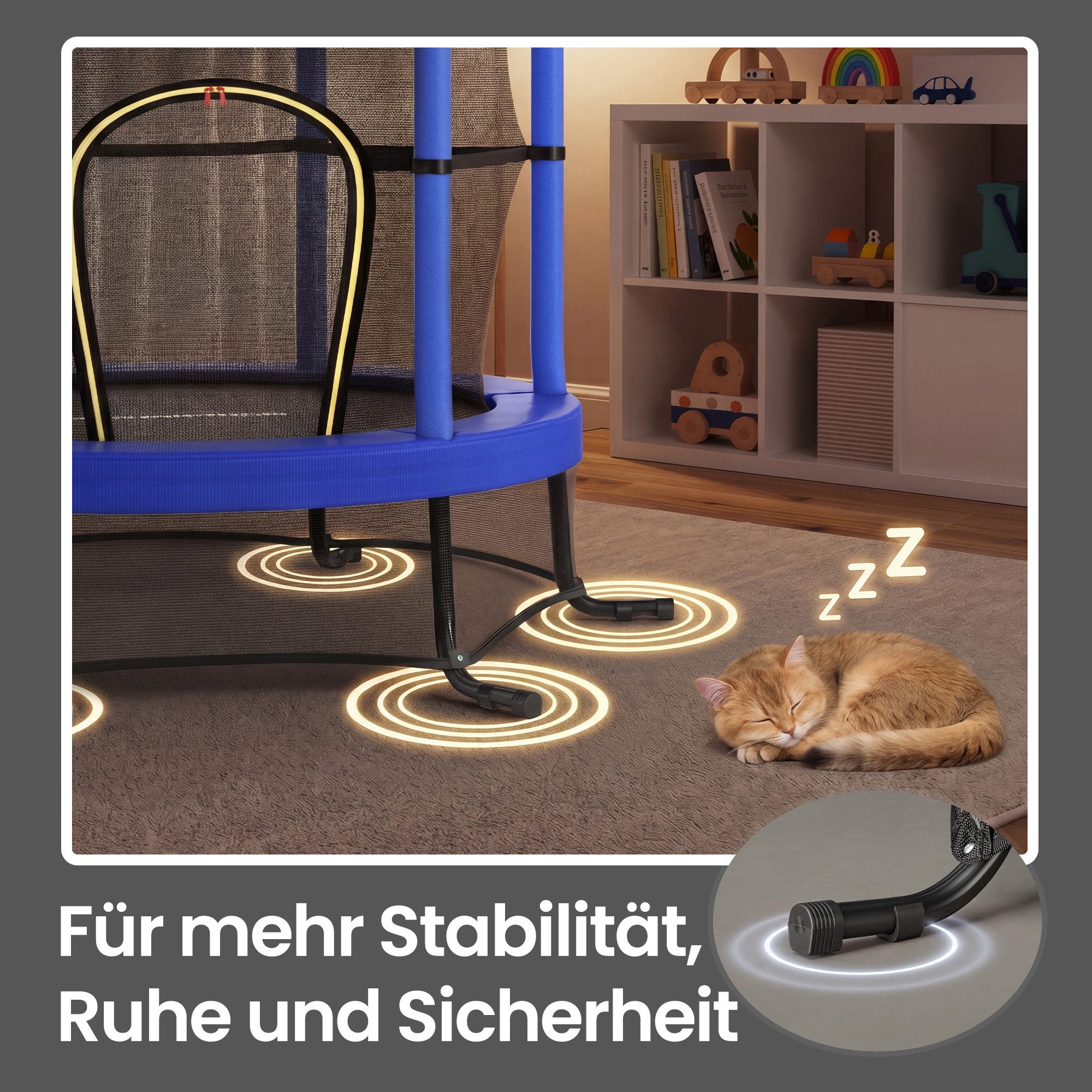 SONGMICS Kindertrampolin 174 cm Kindertrampolin mit Sicherheitsnetz, Randabdeckung, Stahlrahmen, Mini-Trampolin Fitness, Gartentrampolin, für indoor und outdoor – Bild 5 von 5