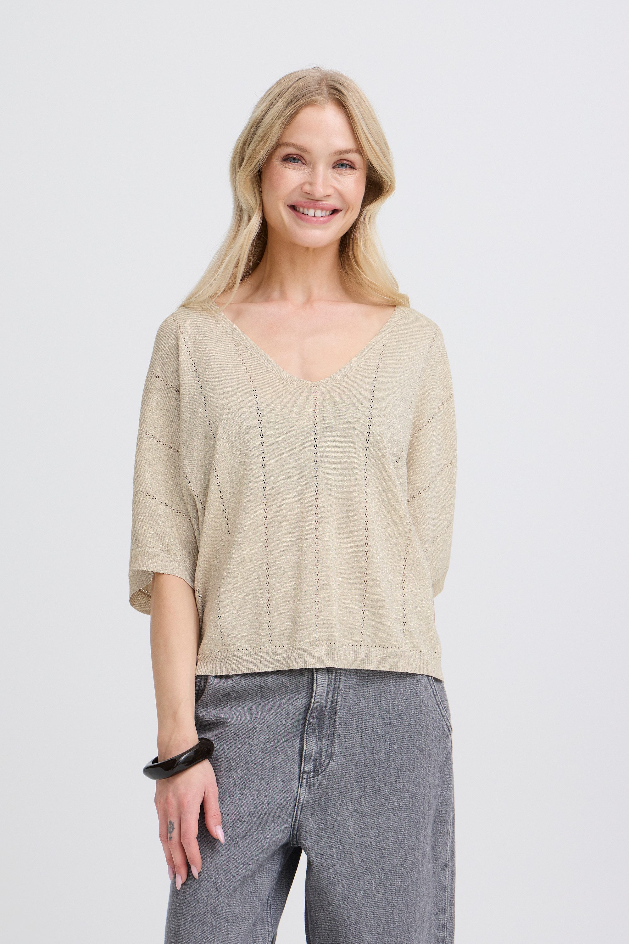 b.young Strickpullover Kurzarm-Bluse BYMOBBE
