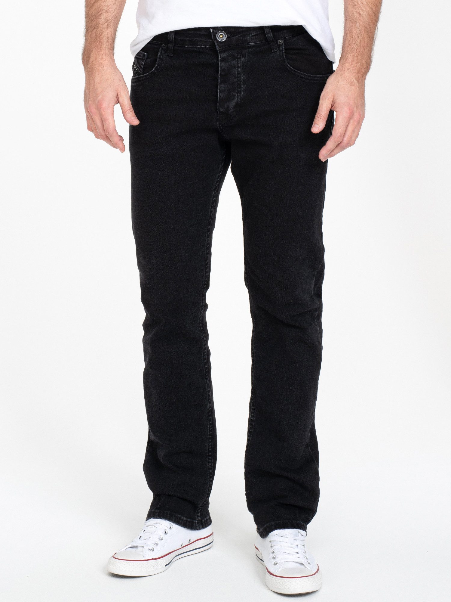 Straight-Jeans Jeans Herren Jeans Stonewashed Schwarz RC-2443