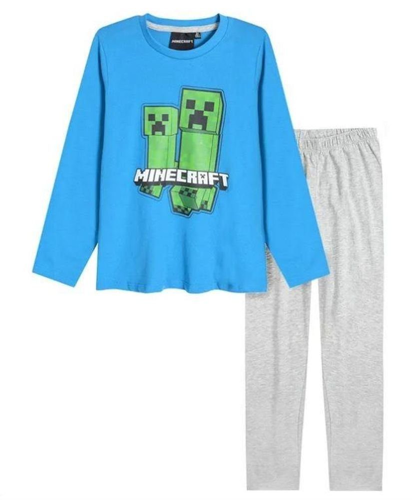 Minecraft Schlafanzug Minecraft Pyjama »MINECRAFT Kinder Pyjama langer Schlafanzug für Jungen + Mädchen 6 8 9 10 12 Jahre Größen 116 1285 134 140 152
