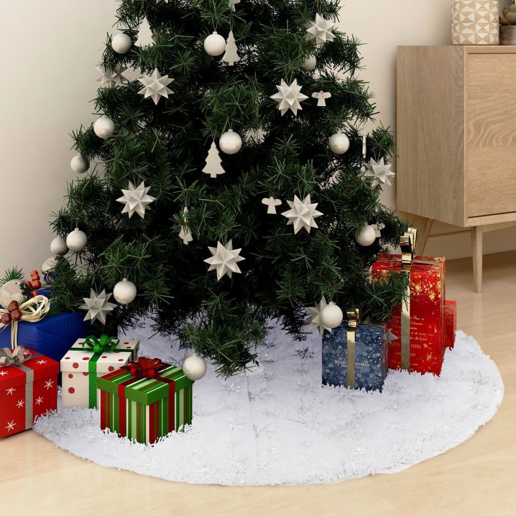 vidaXL Weihnachtsbaumdecke Luxus-Weihnachtsbaumdecke Weiß 122 cm Kunstpelz