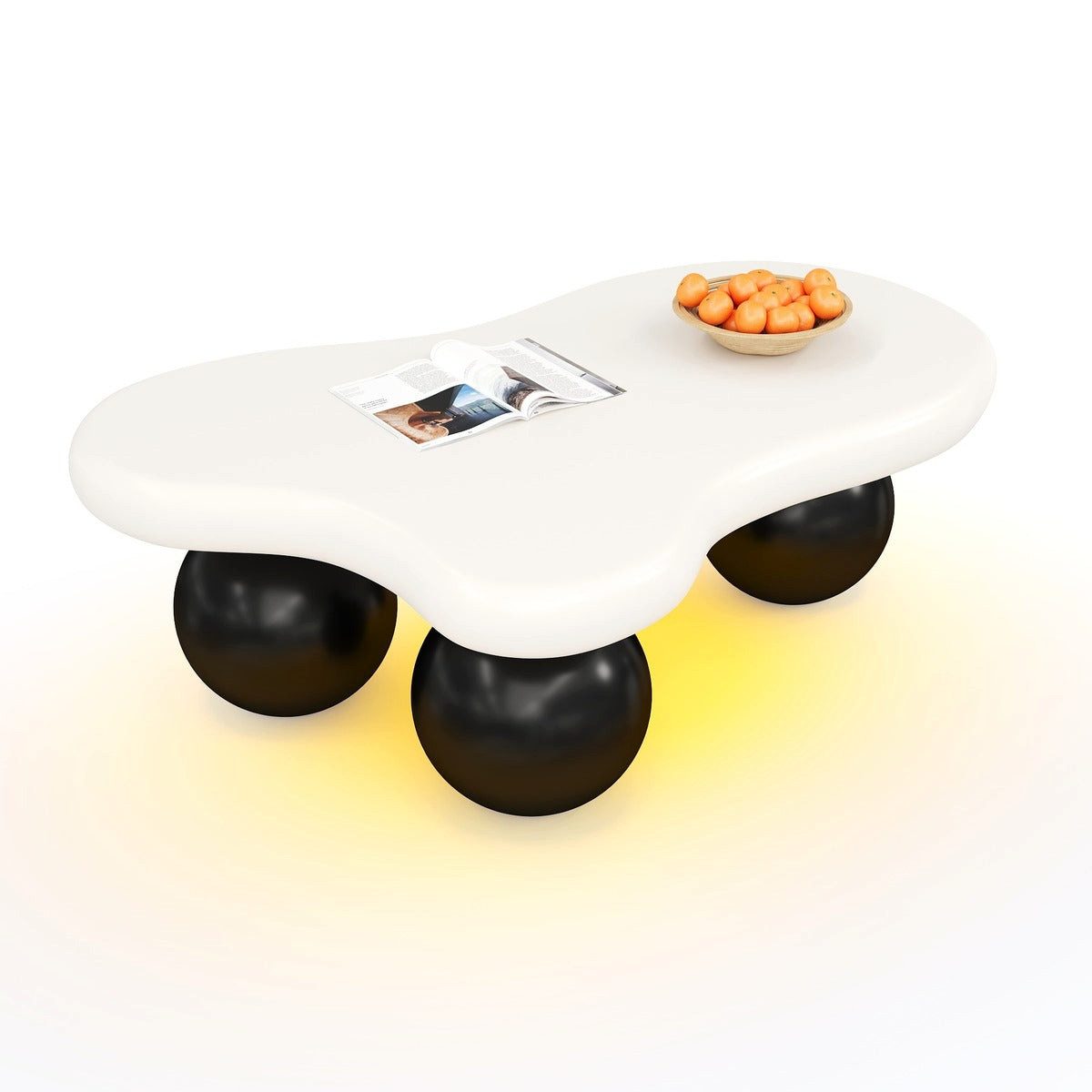 SSY Couchtisch Couchtisch, in Schwarz, aus MDF (Einzeltisch, 1-St., Einzelartikel), LED-Beleuchtung