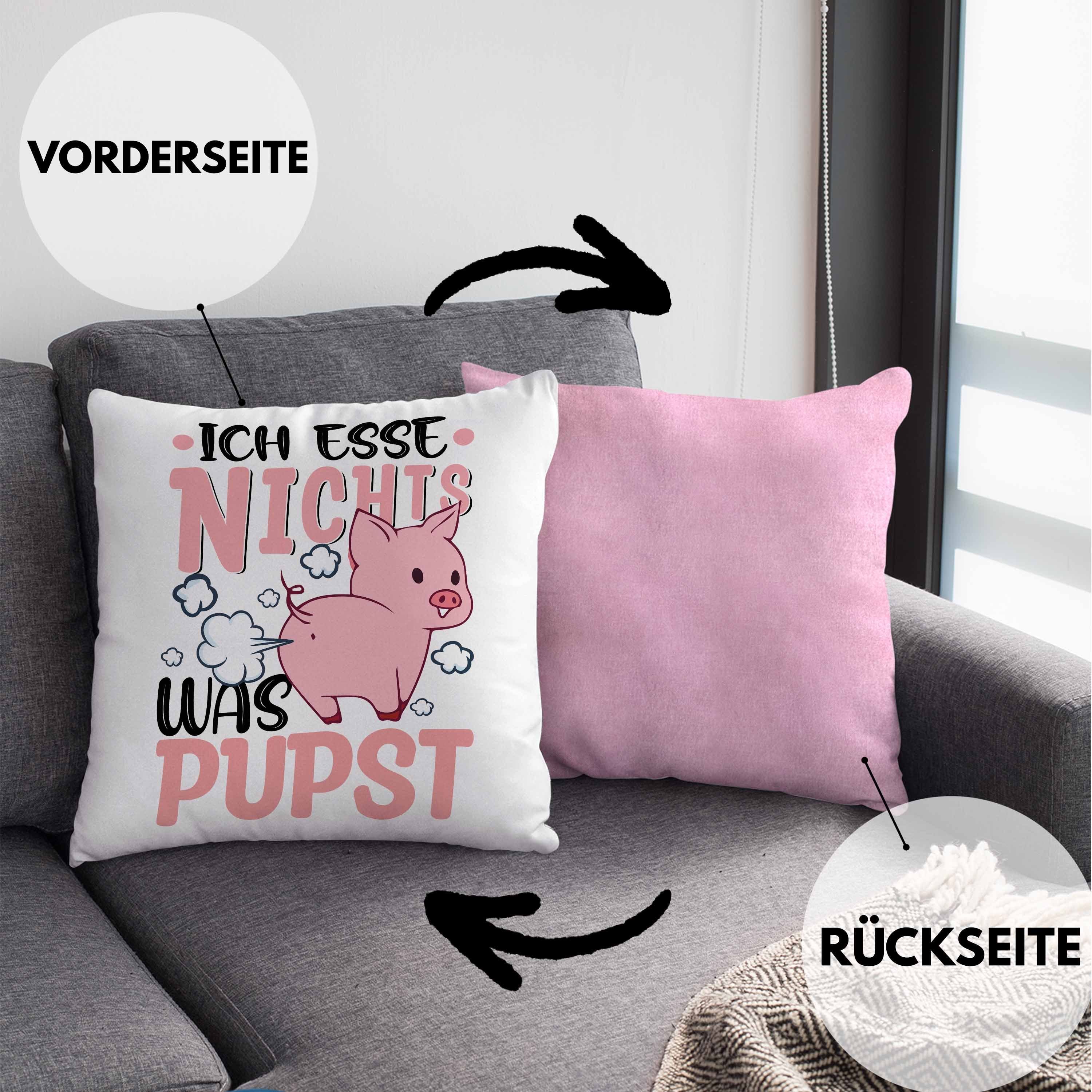 Dekokissen Geschenkidee - Ich Dekokissen mit Geschenk Lebensweise Vegane Lustiger Esse Trendation Vegan Kissen Rosa Pupst Was Spruch Nichts 40x40 Trendation Veganerin Füllung Veganer