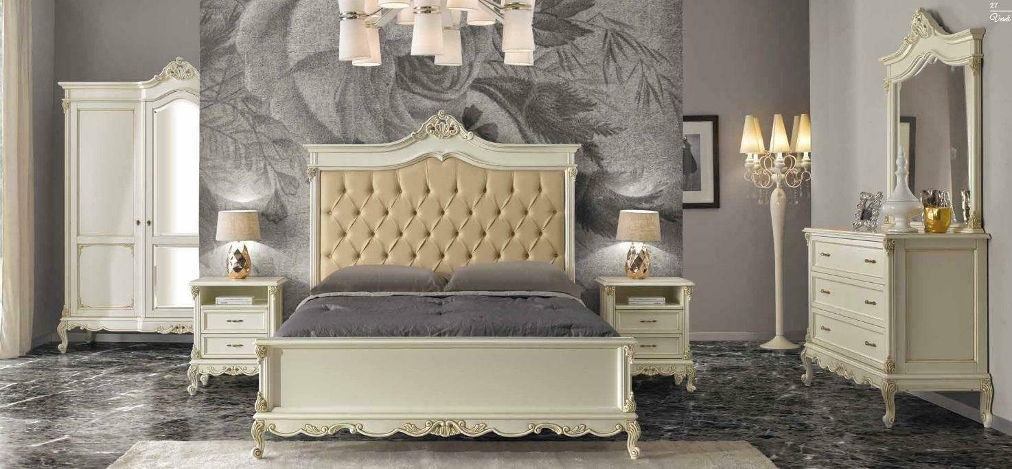 JVmoebel Schlafzimmer-Set, Italienische Barock Stil Möbel Schlafzimmer  5tlg. Set Bett Nachttische
