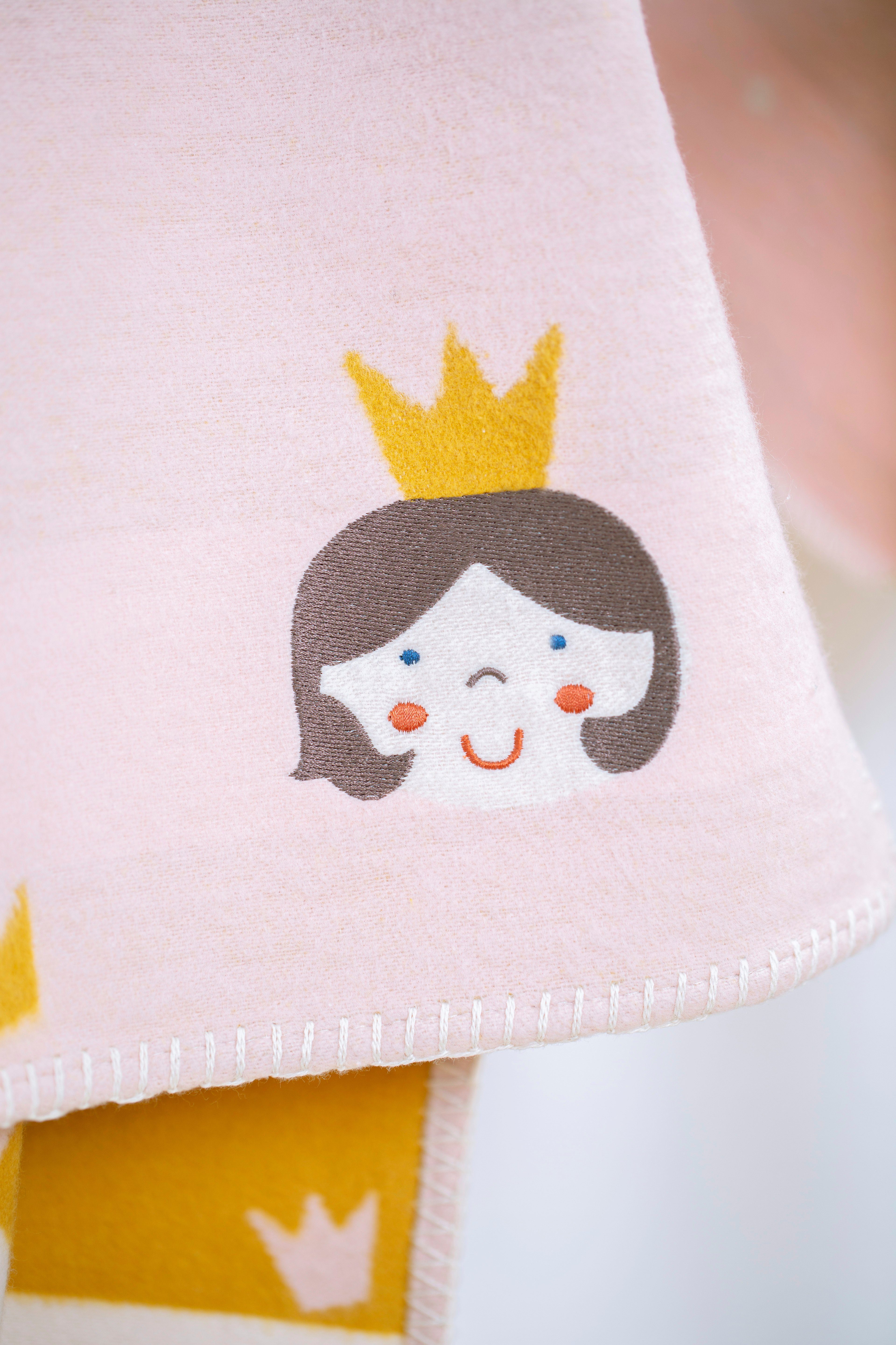 Babydecke Lena mit Stick 'Prinzessin' 75 x 100 cm Altrosa, DAVID FUSSENEGGER