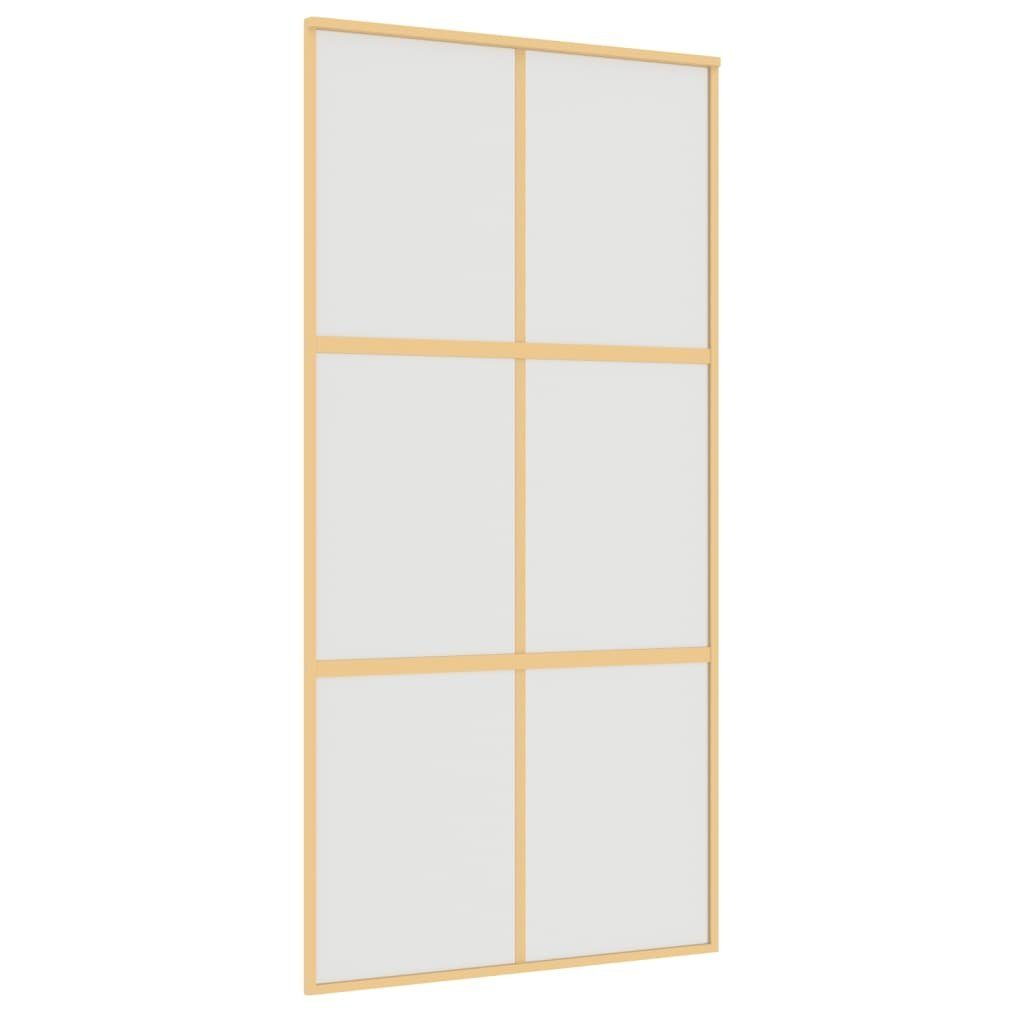 vidaXL Zimmertür Schiebetür Golden 102,5x205 cm Matt ESG-Glas und Aluminium Zimmertür