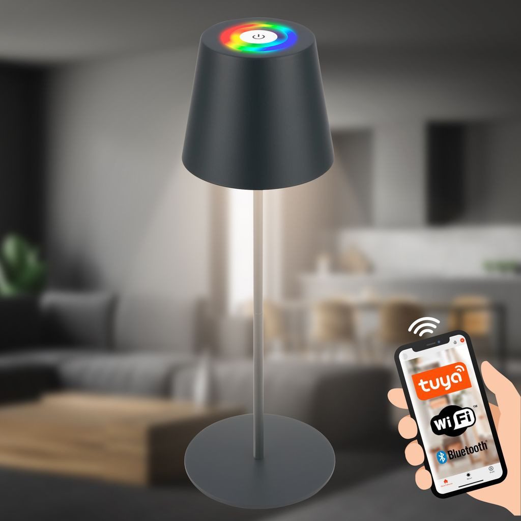 Briloner Leuchten Tischleuchte Tischlampe Appsteuerung dimmbar Touch Wohnzimmer 7559015, Dimmfunktion, LED fest integriert, 2700K - Extra-Warmweiß, LED Tischlam – Bild 2 von 5