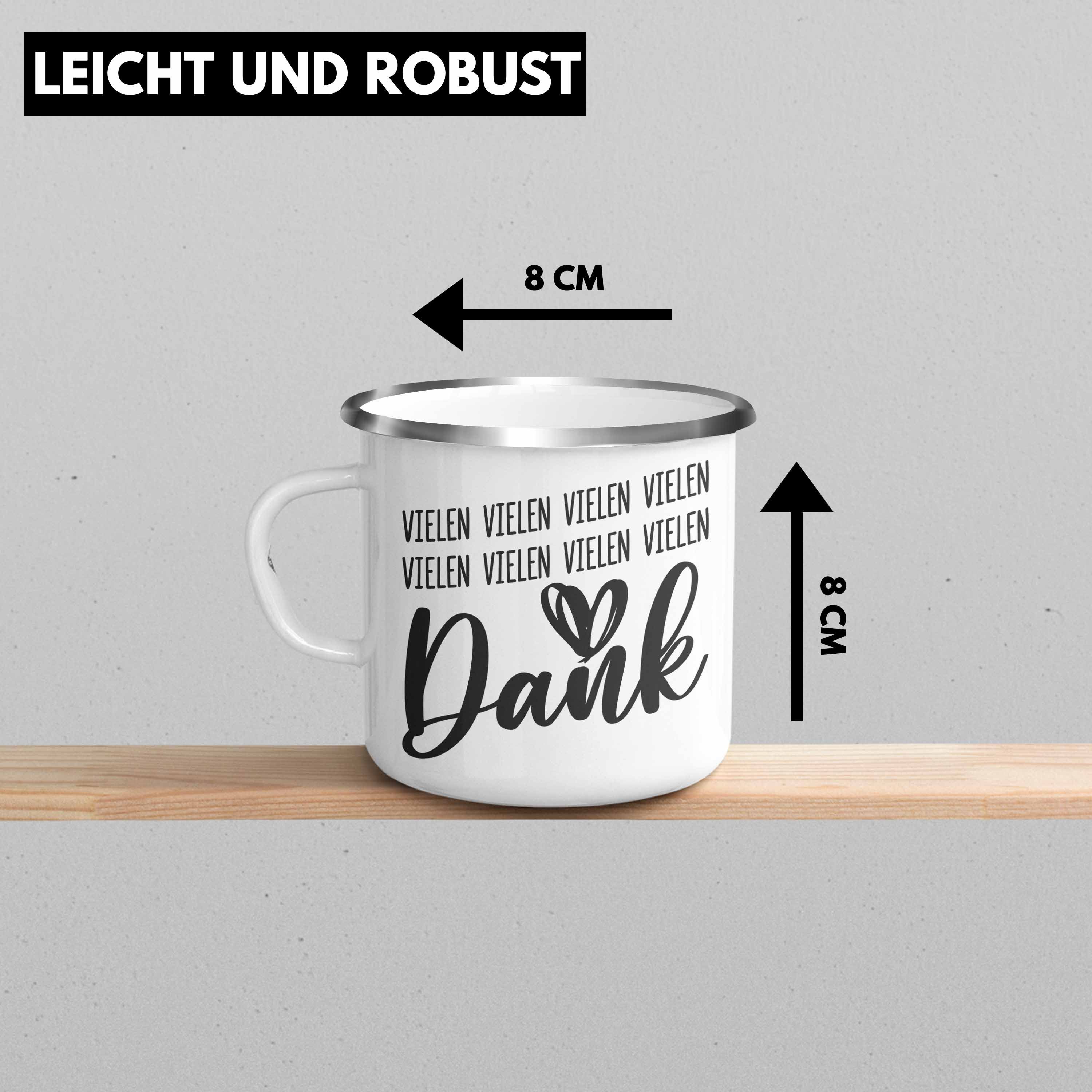 KaffeeEmaille Dankbarkeit Danke Tasse Tasse Dankbar Trendation Danke Geschenke Thermotasse Trendation Dankeschön Sagen Geschenkidee Emaille Silber -