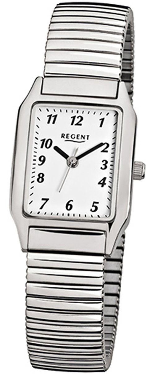 Regent Quarzuhr Regent Damen-Armbanduhr silber Analog F-268, (Analoguhr), Damen Armbanduhr eckig, klein (ca. 23x26mm), Edelstahlarmband